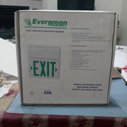 EMERGENCY EXIT SIGN WITH BATTERY BACK UP POWER.