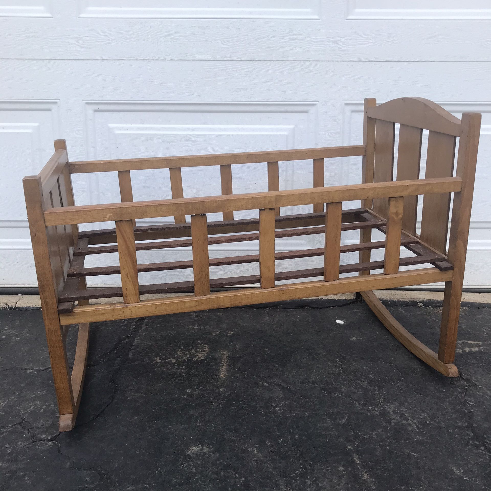Vintage Wooden Baby Doll Crib with elephant decals