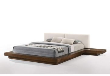 King Size Bed Modern Low Brown Oak Platform Bedframe Only