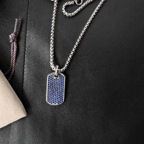 David Yurman Sapphire Dog Tag Pendant In Sterling Silver
