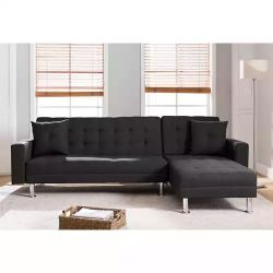 Brand new 99" x 61" black linen sofa chaise
