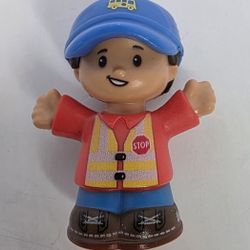 Fisher Price Little People Figure Bus Driver Boy Crossing Guard School Toy 