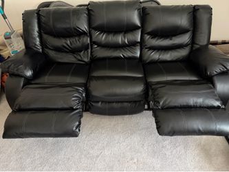 Black Faux Leather Reclining Sofa