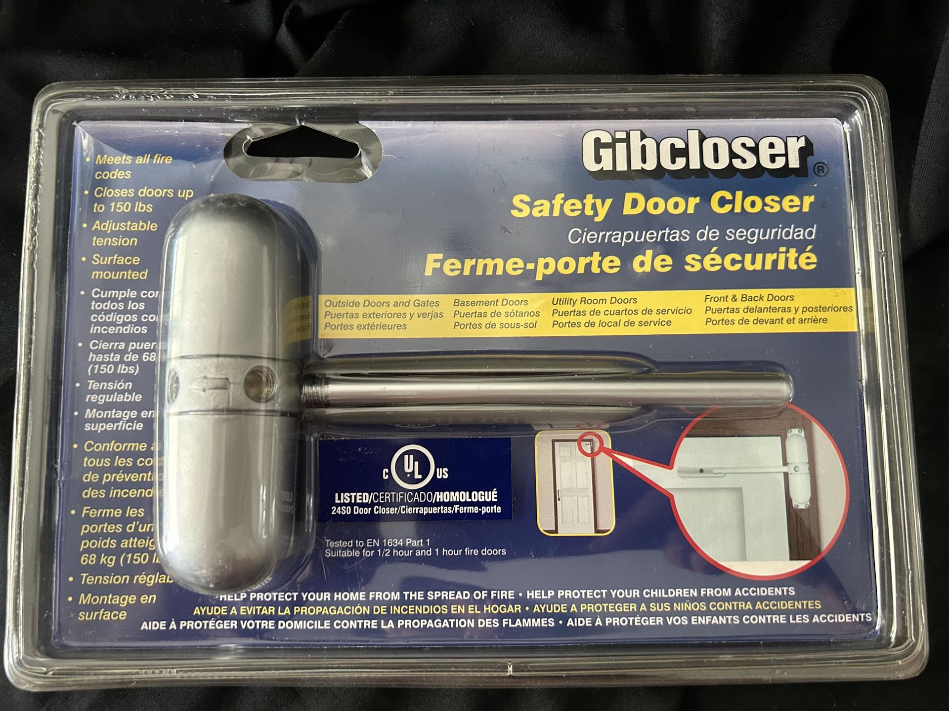 GIBCLOSER SAFETY DOOR CLOSER EASY TO INSTALL FULLY ADJUSTABLE Silver NEW