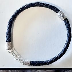 Sterling Silver & Leather Bracelet 