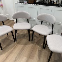 Wooden Dining Chairs Set of 4. Linen Gray