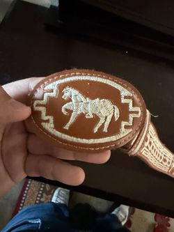 REAL LEATHER HORSE BELT, CACTUS STITCH straight from mexico