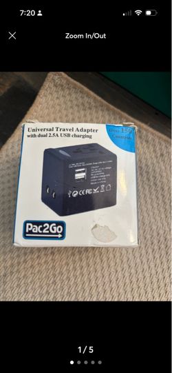 Pac2Go Universal Travel Adapter 150+ Countries Dual USB 2.5A Charger NEW