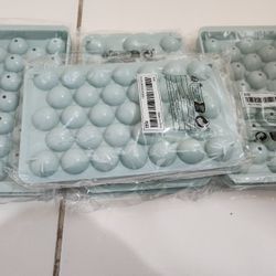 4 New Ice Ball Maker Mold Mini Round Mint Blue Ice Cube Tray Reusable with Lid All For $18