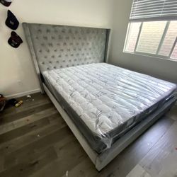 New King Bed Frame With Mattress