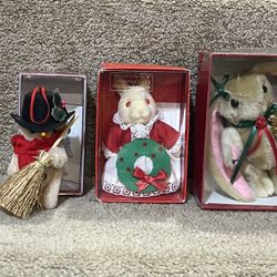 The Christmas ornament collectors club lot of 3 Plush Bunny Rabbit Snowman