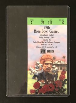 1993 79th Rose Bowl Michigan Wolverines vs. Washington Huskies NCAA College Football Game Ticket Hard to Find!
