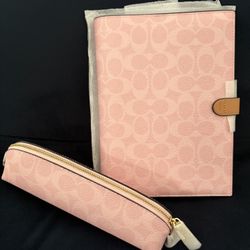 Coach Powder Pink Bundle: Notebook and Pencil Case 