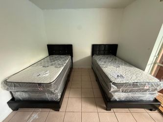 NEW BED FRAME TWIN SIZE WITH MATTRESS AND BOX SPRING
