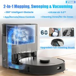 Robot Vacuum and Mop Combo, Self-Emptying, 60-Day Capacity, Schedule, 180mins Runtime, Home Mapping, Wi-Fi/App/Alexa/Remote, Robotic Vacuum Cleaner fo