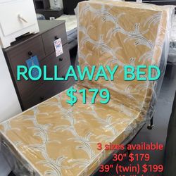 New Rollaway Portable Bed With Wheels And Metal Frame Includes Mattress Available In Other Sizes 