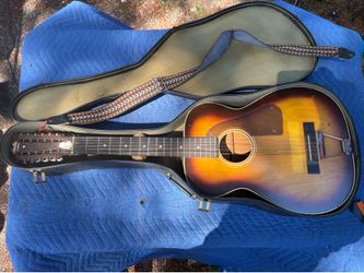 Vintage Stella Harmony 12-String Acoustic Guitar w/ Hard Case – Repair Project