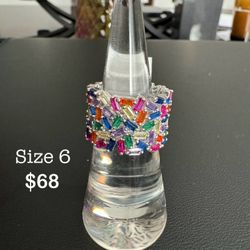 925 Sterling Silver Colorful Rings