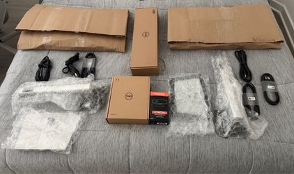 Complete Dell Home Office Setup - 2x Dell 24" Monitors, Headset, Webcam & Wireless Keyboard/Mouse