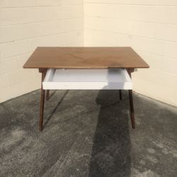 West Elm Desk / Dinner Table With One White Metal Drawer  48”x30”and 31 “H