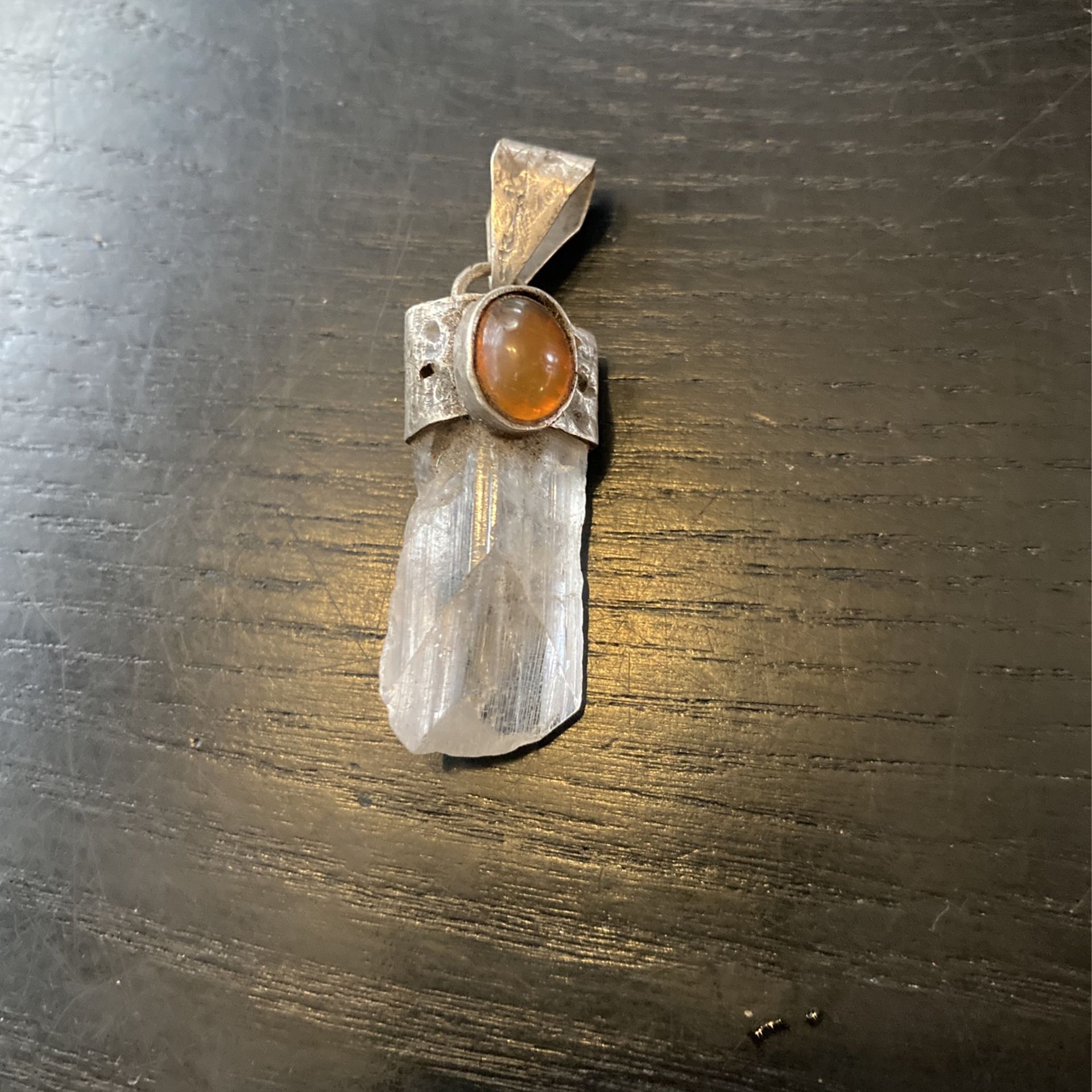 Danburite Sterling Silver pendant With Opal