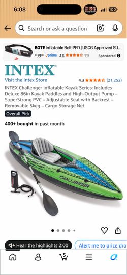 INTEX Challenger Inflatable Kayak Series: Includes Deluxe 86in Kayak Paddles and High-Output Pump – SuperStrong PVC – Adjustable Seat with Backrest – 