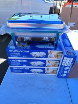 Chafing Dish Stainless Steel Buffet Set 4 Pieces 11 Quart Complete Chaferb