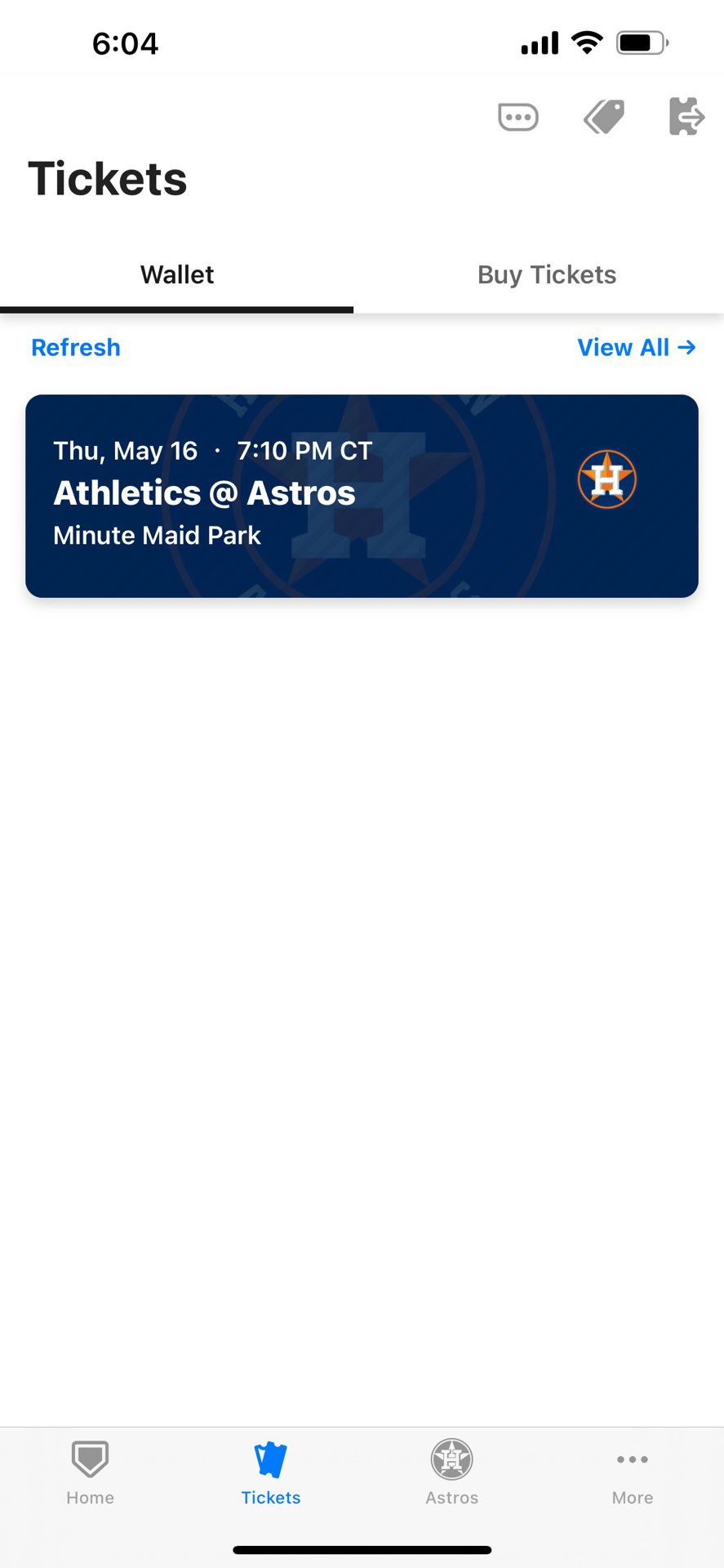 4 Tickets For Thursday Night Astros Game Section 407 