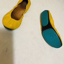 Tieks By Gavriel Yellow Leather Ballerina Shoe 