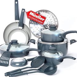 Mueller Austria 16 Piece Healthy Stone Cookware Set Nonstick Kitchen Pots Pans