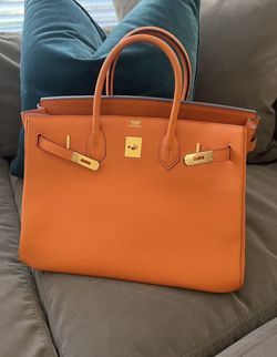 Orange Leather B Bag 