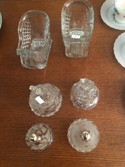 Vintage Christmas Clear Glass Decorative Pieces Set of 6