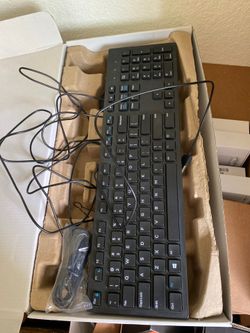Dell keyboard with mouse and one cable.