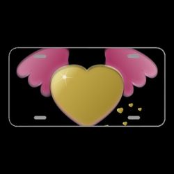 License Plate Novelty Car Front Hearts Shaped Golden Yellow Glowing