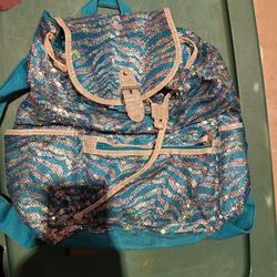 Justice Sequin Turquoise Backpack