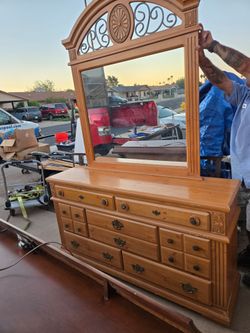 Wood Dresser with Mirror