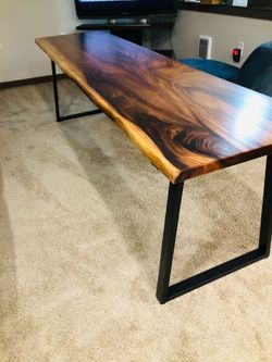 8’ desk! Acacia wood!