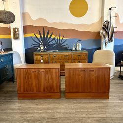 Pair Of MCM Teak Oversized Nightstands / End Tables / Media Cabinet