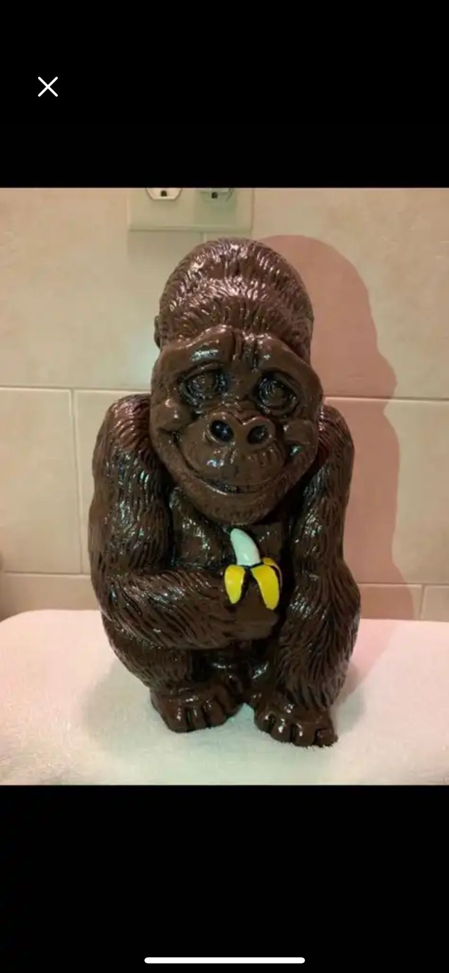Gorilla Holding Banana Statue