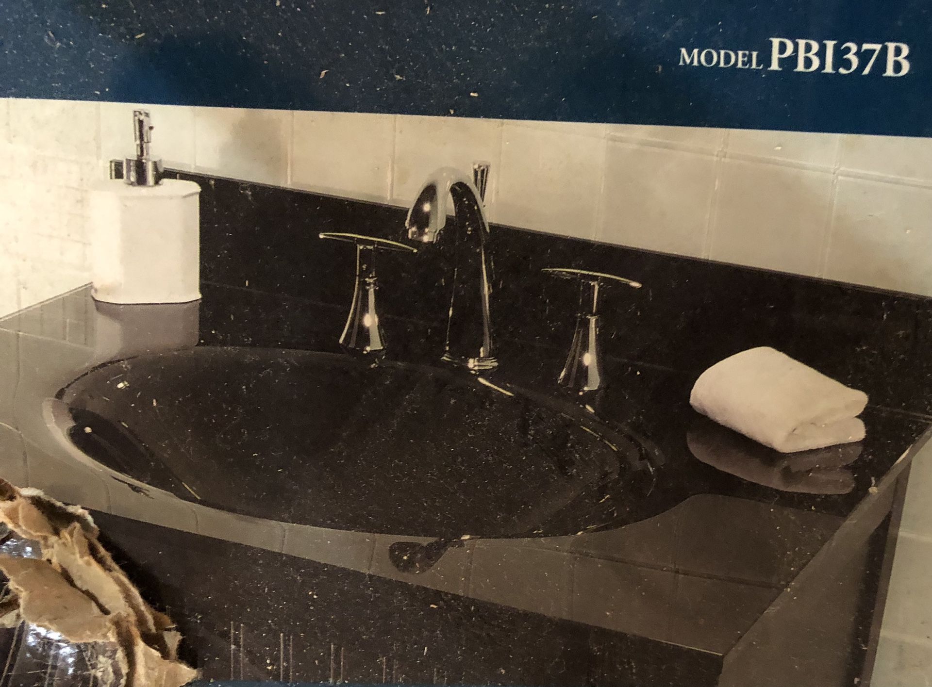 Pegasus Tempered Glass Vanity Top - Black - 37" x 22"