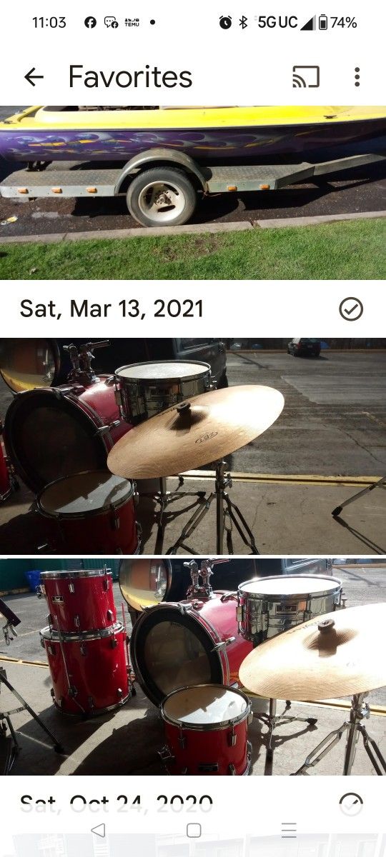 Red Pearl Drum Set