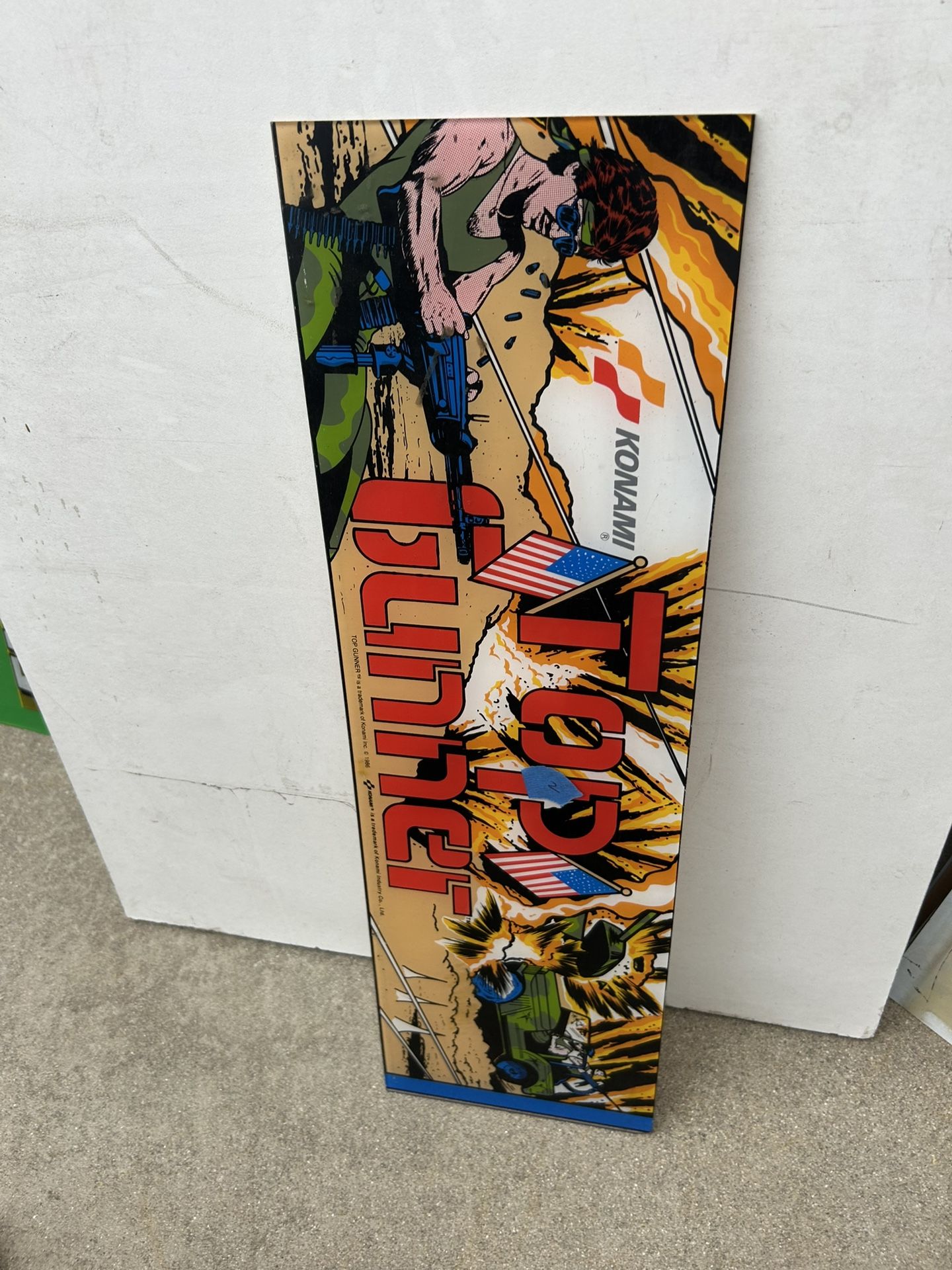 Original Top Gunner Konami Arcade Video Game Marquee
