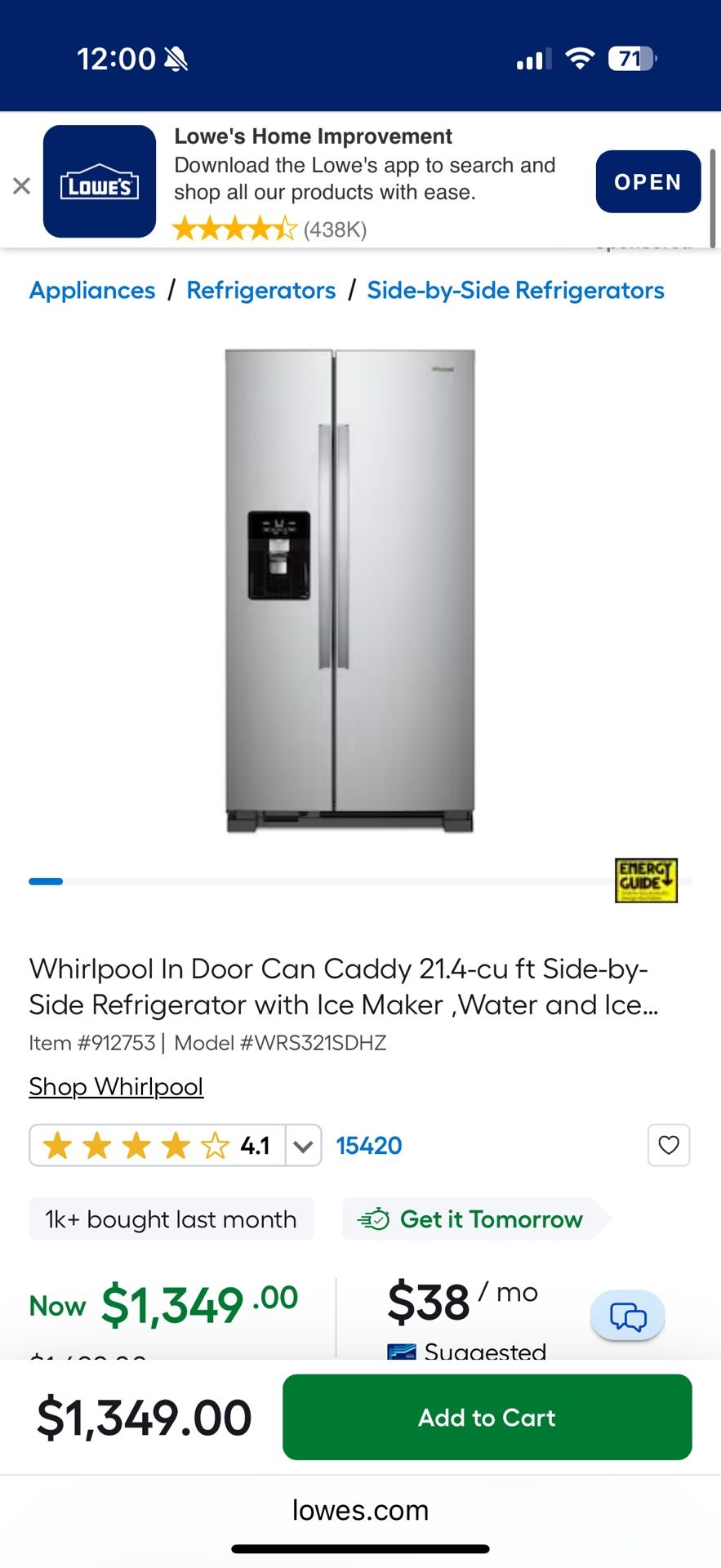 Whirlpool refrigerator