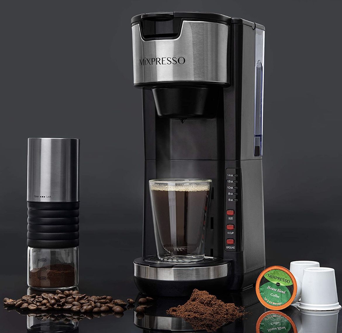 Mixpresso Single Serve 2 in 1 Coffee Brewer K-Cup Pods 