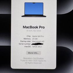 Like New 2024 14 Inch MacBook Pro With M4 Pro Chip