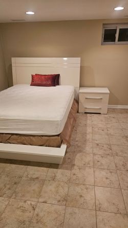 Queen bed and night stand