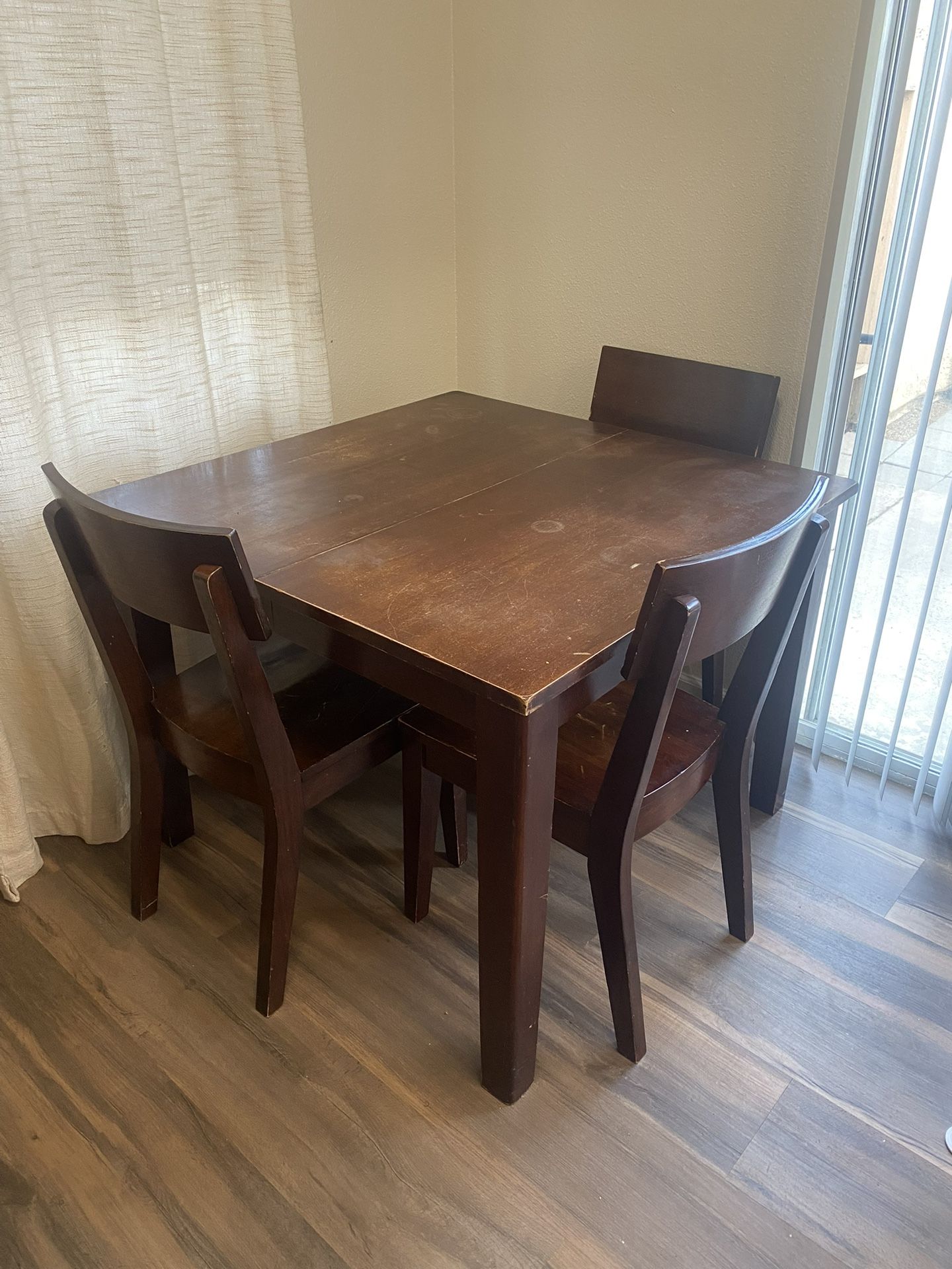 Wooden Table With 3 Chairs