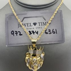 10k Gold Lion Piece And Rope Chain. Package Deal