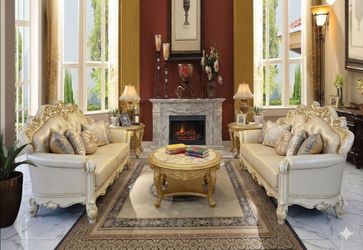 Beautiful set of 2 large new leather sofas