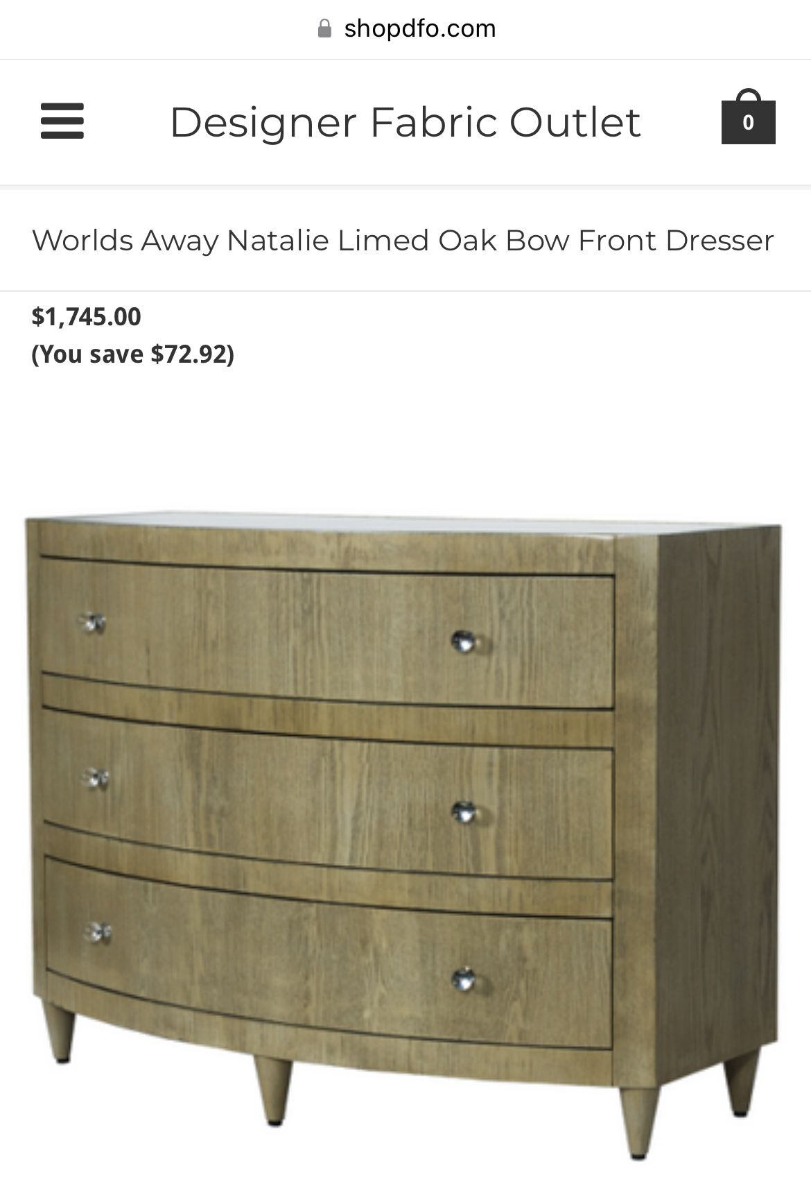 Worlds Away Natalie Limed Oak Bow Front Dresser Set (2)